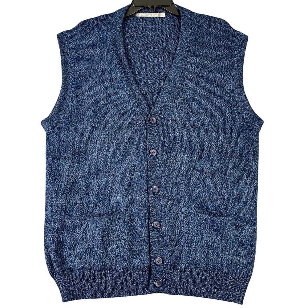 PERUVIAN STORE Alpaca Super Fine Cardigan Vest Marl‎ Knit XXL Men Grandpacore